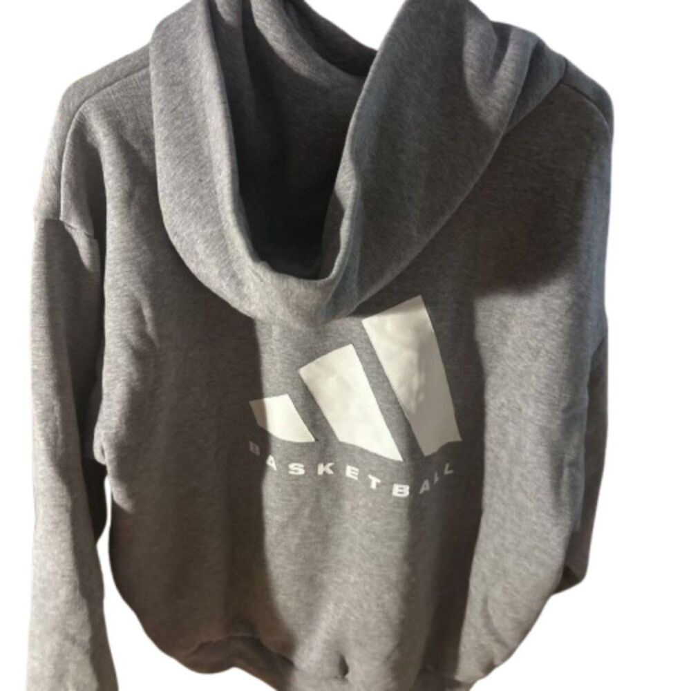 Adidas Basketball Graphic Hoodie Grey Oversized Streetwear